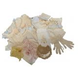Lot of Assorted Linens, Lace Gloves & More