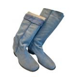 Anne Klein Suede Slate Blue Boots Size 8.5