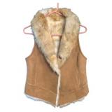 Suede Vest Reversable Faux Fur - Size M