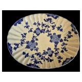 Vietri Blue & White Floral Oval Platter