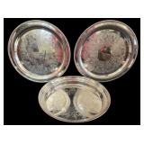 3 Rogers Silver Plated Serving Trays Trio 15"