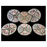 6 Rose Medallion Plates 10"