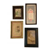 Group of 4 Small Framed Artwork Largest 5"x9"
