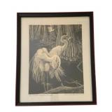 American Egrets 1979 by Dick Bernard 17"x21"