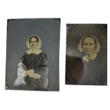 2 Large Antique Tintypes of Woman