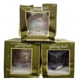 3 Pearlized Finish Glass Gazing Balls in Box