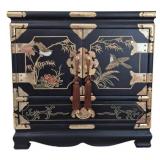 Black Lacquer Chinoiserie Jewelry Cabinet