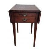 Antique Drop Leaf Side Table w/ Two Drawers