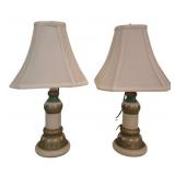 Pr Vtg Case Glass Table Lamps w/ Shades 19"