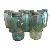 Lot of Blue Ball Mason Jars - 10" Tall