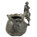Art Nouveau Spelter Figural Vase 7"