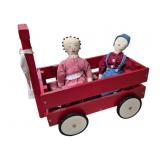 Wooden Wagon w/ Handmade Dolls