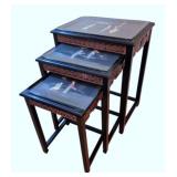 Chinese Black Lacquer Nesting Tables Set of 3