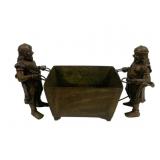 Bronze Figural Planter w/ Two Bearers
