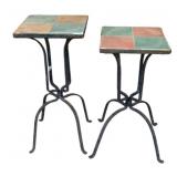 2 Patio Tile Top Tables - 19 x 9 x 9