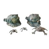 5 Frog Concrete/Metal Decor Items