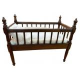Vintage Early Walnut Turned Leg Baby Basinet