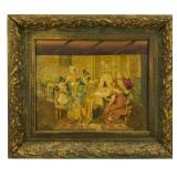 Vintage Print on Canvas in Frame 12"x14"