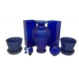 Lot of Assorted Blue Glass & Pottery Items
