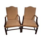 Pr Martha Washington Arm Chairs by Hickory