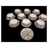 Rose Medallion Porcelain Cups & Saucers