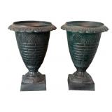 Pair of Metal urns - 11.5" tall