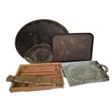 Group Lot of Assorted Decorative Trays