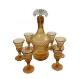 New Martinsville Amber 7pc Decanter Set