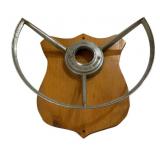 Ford Vtg Steering Wheel Mounted on Wood