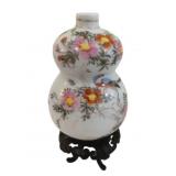 Oriental Porcelain Double Gourd Vase w/ Stand