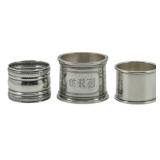 3 Assorted Makers Sterling Napkin Holders