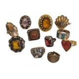 Vintage Rings, Stone Set, Silver & Gold Tone