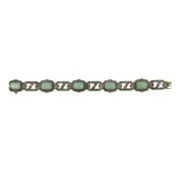 German Silver Marcasite Jade Bracelet