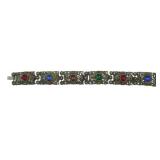 European Filigree Bracelet w/ Colored Stones