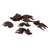 5 Hand Carved Rosewood Fantail Goldfish Figures