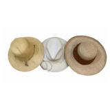 2 Straw Hats & 1 Canvas