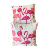 2 Flamingo Print Pillows