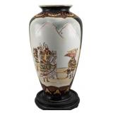 Meiji Era Japanese Satsuma Vase w/ Stand 16"