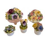 5 Porcelain Floral Groups 4"