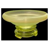 Vaseline Stretch Glass Bowl on Stand Uranium
