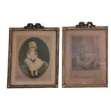 Pr Vtg Ornate Gilt Frames w/ Ribbon Tops