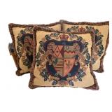 Set of 3 Heraldic Tapestry Pillows 19"x19"