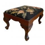 Needlepoint Foot Stool 10"x12"x16", as is