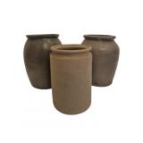 Three Antique Stoneware Crocks As Is