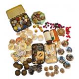 Asst Vtg Mother of Pearl Buttons & More