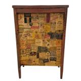 Vtg Wooden Bar Cabinet w/ Liquor Label