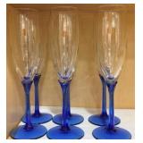 6 Blue Stem Champagne Stems