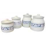 4pc Set Dedham Pottery Rabbit Canisters
