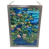 Water Lily Hanging Stained Glass Panel 11 x 8.5