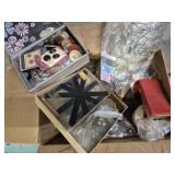 Box Lot of Vtg Buttons & Sewing Notions